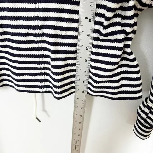 CAbi #5654 Women Medium Blue/White Nautical Striped Harbor Jacket Drawstring S - Picture 13 of 13